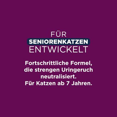 Разработано для пожилых кошек. Продвинутая формула нейтрализует сильный запах мочи. Для кошек от 7 лет.