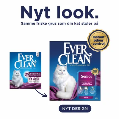 Ever Clean Senior kattegrus, nyt design, øjeblikkelig lugtkontrol, 10 L. Bemærk nyt emballagedesign med samme produktegenskaber.