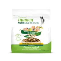 Natural Trainer Nutrisaporitore, 80% pollo, liofilizzato, con frutta, verdura, vitamine e minerali. Senza coloranti, conservanti e zuccheri aggiunti. Per adulti, tutte le taglie.