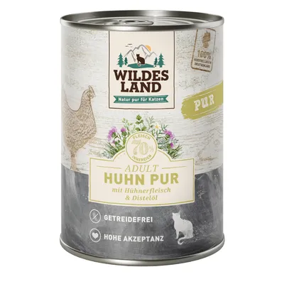 Wildes Land Adult Cat gazdaságos csomag 24 x 400 g - Csirke PUR sáfrányos szekliceolajjal
