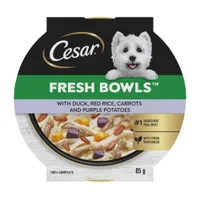 Cesar Fresh Bowls in Gravy 10 x 85g - Duck with Red Rice, Carrots & Purple Potatoes