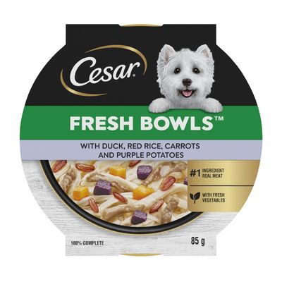 Cesar Fresh Bowls in Gravy 10 x 85g Duck with Red Rice, Carrots & Purple Potatoes