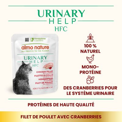 almo nature URINARY HELP HFC Filet de poulet avec canneberges, 100% naturel, monoprotéine, canneberges pour le système urinaire, protéines de haute qualité, filet de poulet avec canneberges.
