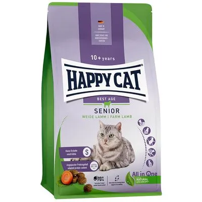 Happy Cat Senior Weide-Lam Kattenvoer - Dubbelpak: 2 x 4 kg