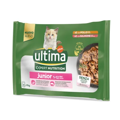 Ultima Cat Expert Nutrition Junior, kurczak i łosoś - 48 x 70 g