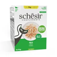 Schesir Complements Fletto in gelatina Alimento umido per gatti, 6 x 70 g - Pollo