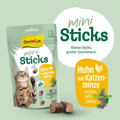 GimCat Mini Sticks - Huhn mit Katzenminze (50 g)