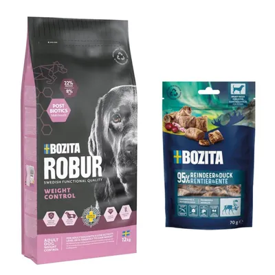 Bozita Robur 7,5kg / 12kg + Bozita Meaty Bites, sob a kachna 2 x 70g zdarma - Adult Light, Chicken, 12 kg