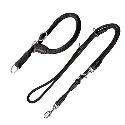 Lot Hunter Freestyle, noir : collier + laisse pour chien - Halsband Größe max. 45 cm + Leine 200 cm