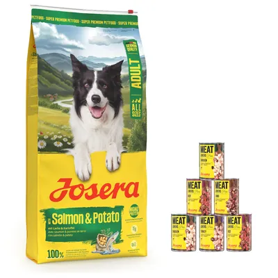 12,5 kg Josera Adult + 6 x 400 g / 800 g Meatlovers gratis! - Salmone & Patate + 6 x 400 g Pure Mix: Manzo, Pollo, Agnello, Tacchino 12,5 kg Josera Adult + 6 x 400 g / 800 g Meatlovers gratis! - Salmone & Patate + 6 x 400 g Pure Mix: Manzo, Pollo, Agnello, Tacchino