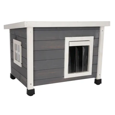 Kerbl Pet Cat House Rustica - White/Grey - 57 x 45 x 43cm (L x W x H)