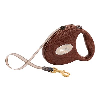 flexi Leather laisse à sangle marron foncé, 5 m taille M : jusqu'à 25 kg
