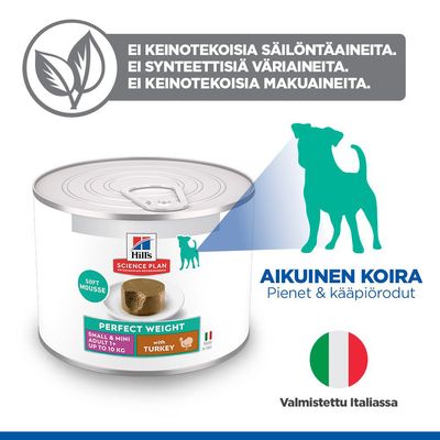 Hill's Science Plan Perfect Weight Adult Small & Mini Mousse - kalkkuna (24 x 200 g)