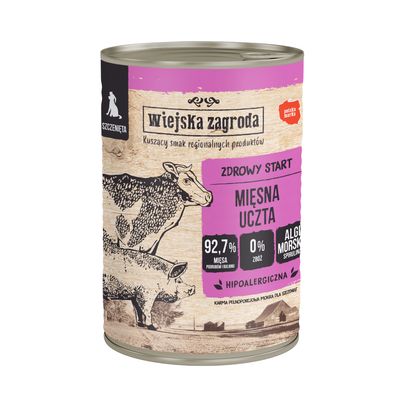 Wiejska Zagroda Mono Białkowa Jagnięcina, 96,4% Fleisch, 0% Getreide, hypoallergen. Vollnahrung für Welpen.