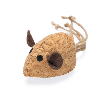 beeztees Catnip Katzenspielzeug Kork-Maus Reinie - L 16 x B 6 cm
