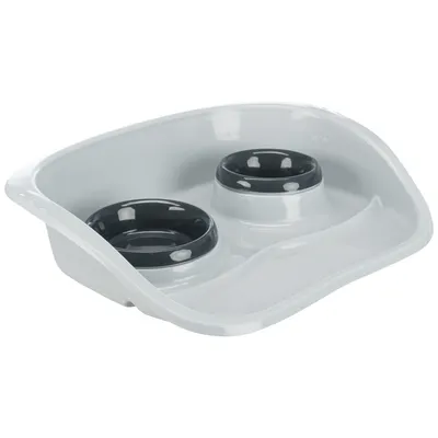 Trixie set de gamelles en plastique pour chat et chien - 0,25 l, Ø 9 cm & 0,3 l, Ø 11 cm / L 46 x l 11 x H 30
