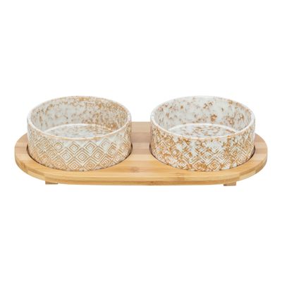 Trixie set de gamelles en céramique & bambou pour chat