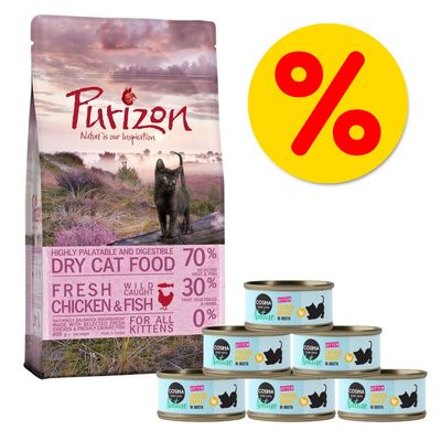 Probierset Kitten: Purizon 400 g & Cosma Nature 6 x 70 g Set 1: mit Hühnchenbrust