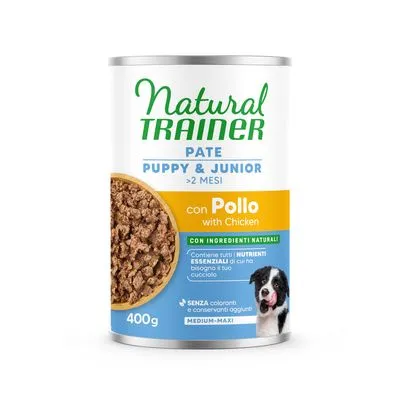 Natural Trainer Paté Medium & Maxi Puppy & Junior Voordeelpakket: 24 x 400 g Kip