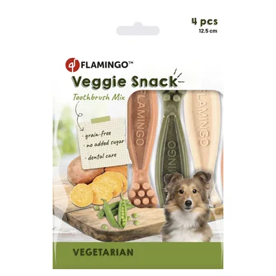 Brosse à dents Flamingo Veggie Mix - 120 g (15 pièces, 7,5 cm)