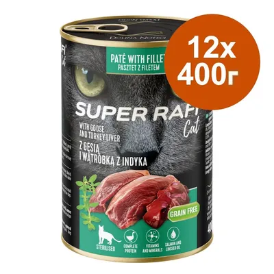 Super Rafi Sterilised Cat 12 x 400 г - токачка и патешки сърца