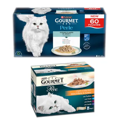 Gourmet Perle Pouches Wet Cat Food + 24 x 85g Wet Cat Food Free! * - Mixed Saver Pack Ocean Flakes in Gravy (60 x 85g) + Mixed Pack Chef’s Collection in Gravy (24 x 85g) Gourmet Perle Pouches Wet Cat Food + 24 x 85g Wet Cat Food Free! * - Mixed Saver Pack Ocean Flakes in Gravy (60 x 85g) + Mixed Pack Chef’s Collection in Gravy (24 x 85g)