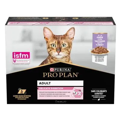 PURINA PRO PLAN Cat Adult Delicate Digestion 10 x 85 g - Kalkoen en diepzeevissen