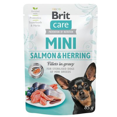 Brit Care Mini Sterilised v omáčce 24 x 85 g losos a sleď