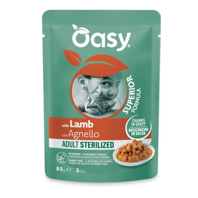 Oasy Adult Bocconcini in Salsa Buste 12 x 85 g Sterilized Agnello