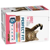 Perfect Fit Adult 1+ Pouches – Meat & Fish in Sauce - cat wet food - Saver Pack: 24 x 85g