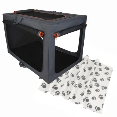 Sparset! Faltbare Nylonbox Alu deluxe + Fleecedecke Pawty - Grösse XL + Decke L 100 x B 70 cm Sparset! Faltbare Nylonbox Alu deluxe + Fleecedecke Pawty - Grösse XL + Decke L 100 x B 70 cm
