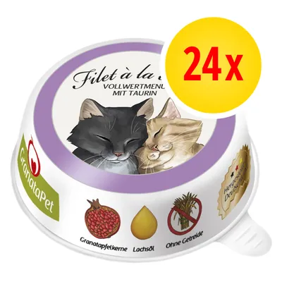 Granatapet Filet à la carte Vollwertmenü mit Taurin, 24x. Zutaten: Granatapfelkerne, Lachsöl, ohne Getreide. Hergestellt in Deutschland.