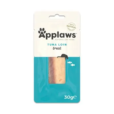 Applaws Natural Cat Food Tuna Loin treat, 100% natural, 30g. Verpakking met zichtbare tonijnfilet voor katten. Applaws Natural Cat Food Tuna Loin treat, 100% natural, 30g. Verpakking met zichtbare tonijnfilet voor katten.
