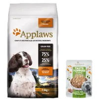 7,5 kg / 15 kg Applaws Trockenfutter + 85 g Taste Topper Lamm gratis! - 7,5 kg Adult Huhn Kleine & Mittelgroße Rassen