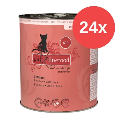 Catz Finefood Nr. 3 Geflügel, natürlich gut, ohne Zuckerzusatz, keine Tierversuche, 24x Dosen. Hochwertiges Katzenfutter mit 95% Fleischanteil, getreidefrei. Catz Finefood Nr. 3 Geflügel, natürlich gut, ohne Zuckerzusatz, keine Tierversuche, 24x Dosen. Hochwertiges Katzenfutter mit 95% Fleischanteil, getreidefrei.