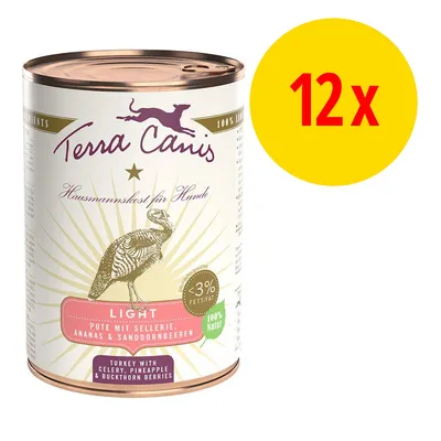 Terra Canis Hausmannskost för hundar, Light kalkon med selleri, ananas och havtornsbär, <3% fett, 100% naturligt, 12x burk.