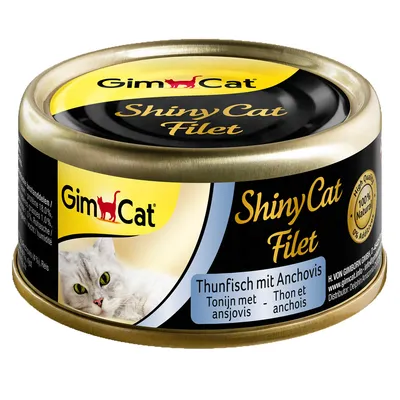 Sparpaket GimCat ShinyCat Filet Dose 12 x 70 g - Thunfisch & Anchovis