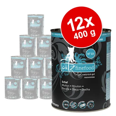 Catz Finefood märkäruoka kissoille, maku lammas, pakkaus 12 tölkkiä à 400g. Luonnollinen, ilman sokeria, ei eläinkokeita, monoproteiini.
