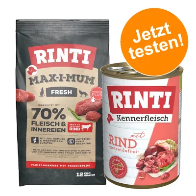 RINTI MAX-I-MUM Fresh Trockenfutter mit 70% Fleisch & Innereien, getreidefrei. RINTI Kennerfleisch Nassfutter mit Rind, getreidefrei. Jetzt testen!