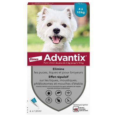 Advantix® petit chien, de 4 kg à 10 kg 12 mois de protection (2 x 6 pipettes)