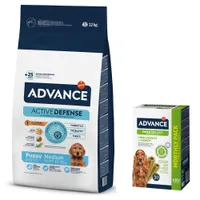 Advance 7 à 18 kg + friandises Advance 150 à 720 g offertes ! - Medium Puppy Protect (12 kg) + Dental Care Stick Medium/Maxi (720 g) (28 bâtonnets)