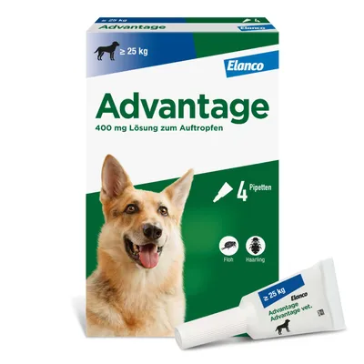 Advantage® 400 für Hunde, ab 25 kg - 4 Pipetten x 4,0 ml