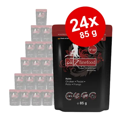Catz Finefood No. 103 kylling, 24x85g, Made in Germany, uden sukker, ingen dyreforsøg, over 98% kødandel.