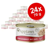 Applaws Natural Cat Food HÜHNCHENBRUST MIT ENTE, 24 x 70 g säilykepakkaus, 100% natural -merkintä näkyvissä