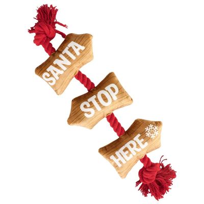 Pet Brands Festive Collection 'Santa Stop Here' Rope Toy 6 x 19 x 37cm (L x W x H)