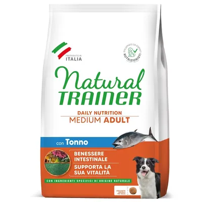 Natural Trainer Daily Nutrition Medium Adult mit Thunfisch. Unterstützt Darmgesundheit und Vitalität. Hergestellt in Italien mit natürlichen Zutaten. Natural Trainer Daily Nutrition Medium Adult mit Thunfisch. Unterstützt Darmgesundheit und Vitalität. Hergestellt in Italien mit natürlichen Zutaten.