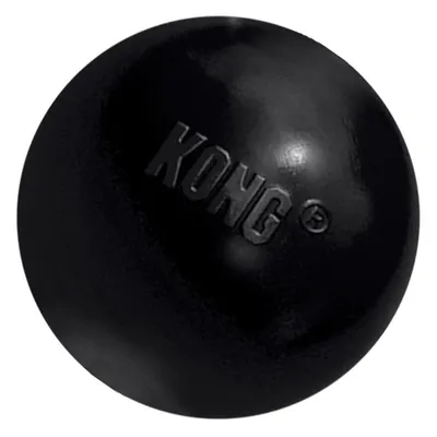 Schwarzer Ball mit KONG-Logo, geeignet für robustes Spielen.