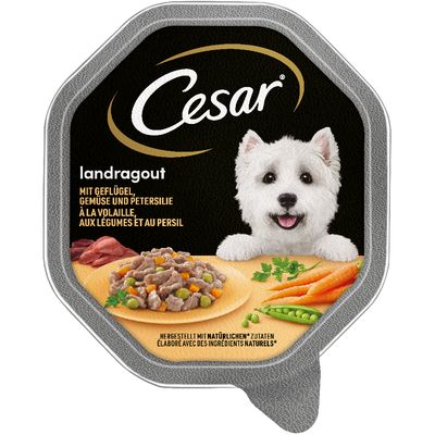 Sparpaket Cesar Schale 28 x 150 g Landragout mit Geflügel, Gemüse und Petersilie in Sauce