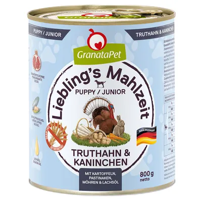 GranataPet Liebling's Mahlzeit 12 x 800g - dog wet food - Junior Turkey & Rabbit