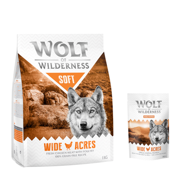 Wolf of Wilderness Green Fields, 100% grain-free recipe, lots of fresh chicken meat & lamb, with fruits of the forest, roots and wild herbs, 1 kg